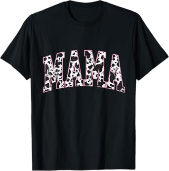 Mama Pink Cow Print Western Retro Varsity Cute T-Shirt