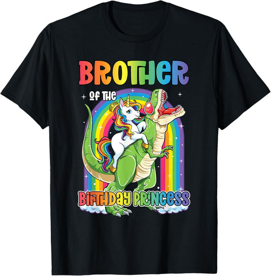 Brother of the Birthday Princess T Rex Birthday Unicorn Girl T-Shirt