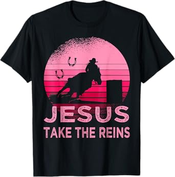 Jesus Take Reins Horse Western Retro Rodeo Cowgirl Mother T-Shirt