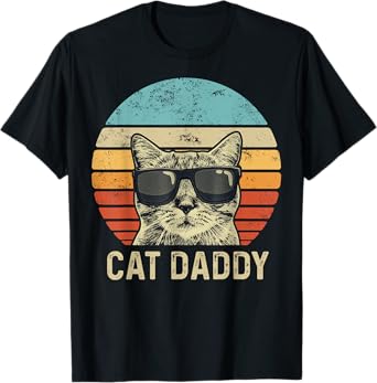 Cat Daddy Retro Cat Sunglasses Cool Cat Dad Gift Fathers Day T-Shirt for Men Women Girls Kids