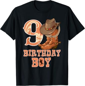 Western 9th Birthday Cowboy 9 Year Old Boy Rodeo Bday T-Shirt