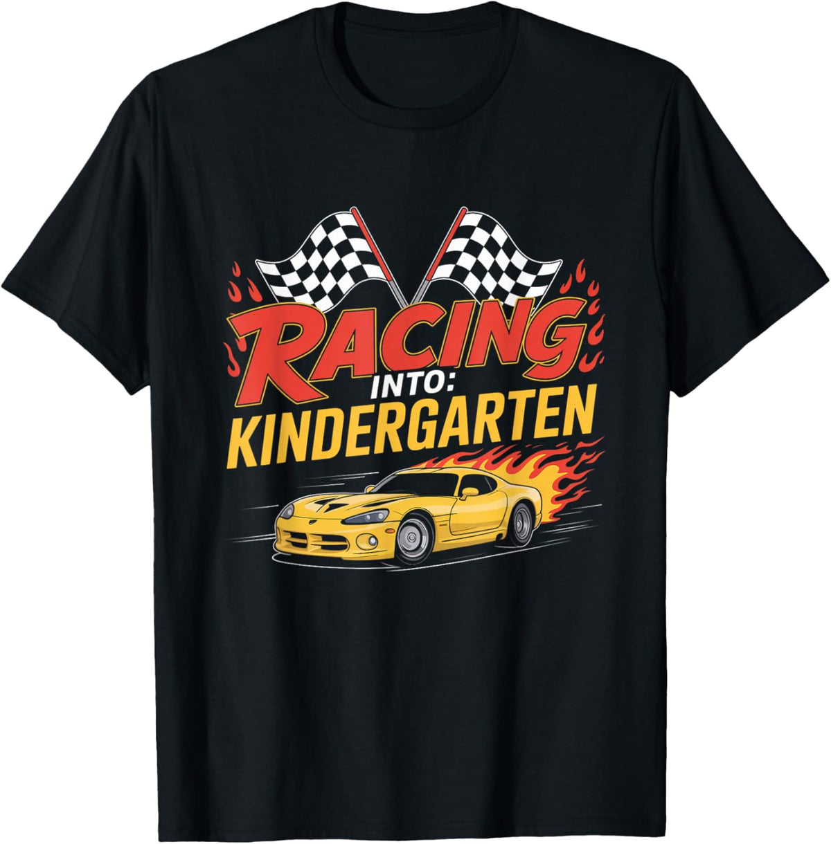 Race Car Back To School Teacher Kid Racing Into Kindergarten T-Shirt
