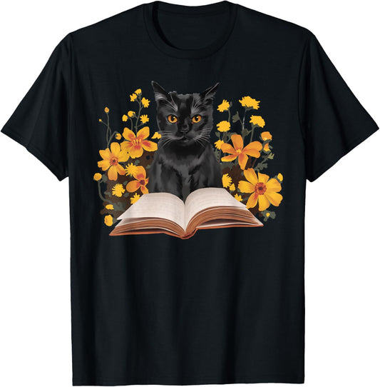 Cat and Book Lover Funny Gifts For Cat Lover Cat Mom Cat Dad T-Shirt