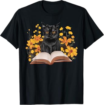 Cat and Book Lover Funny Gifts For Cat Lover Cat Mom Cat Dad T-Shirt