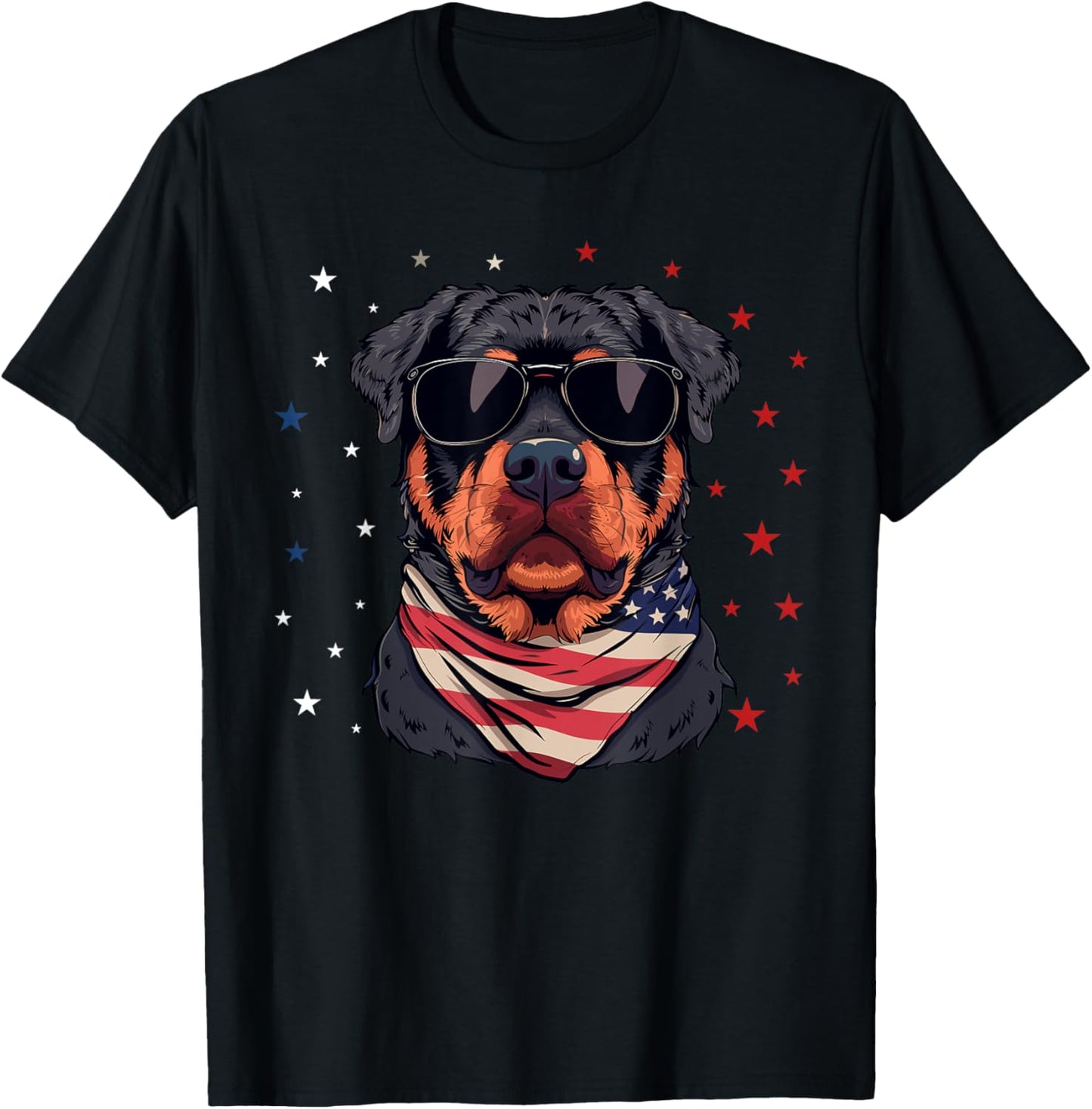 Patriotic American Rottweiler USA Flag Dog 4th Of July T-Shirt