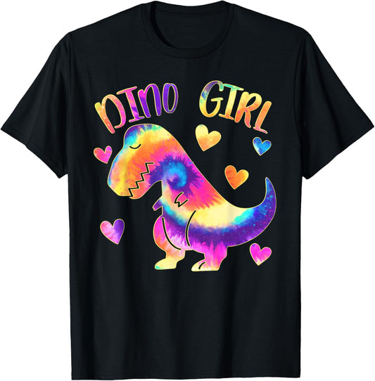 Dino Girl - Dinosaur Lover - Tie Dye Cute Teen Girls T-Shirt