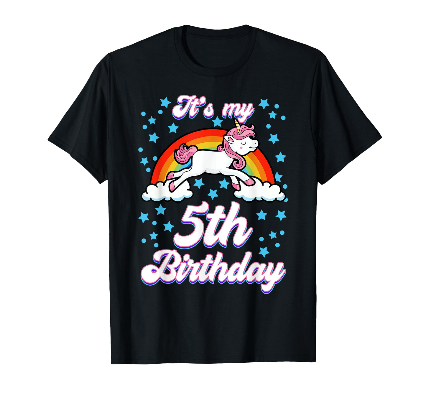It's My 5th Birthday Unicorn Rainbow Bday Theme Party T-Shirt