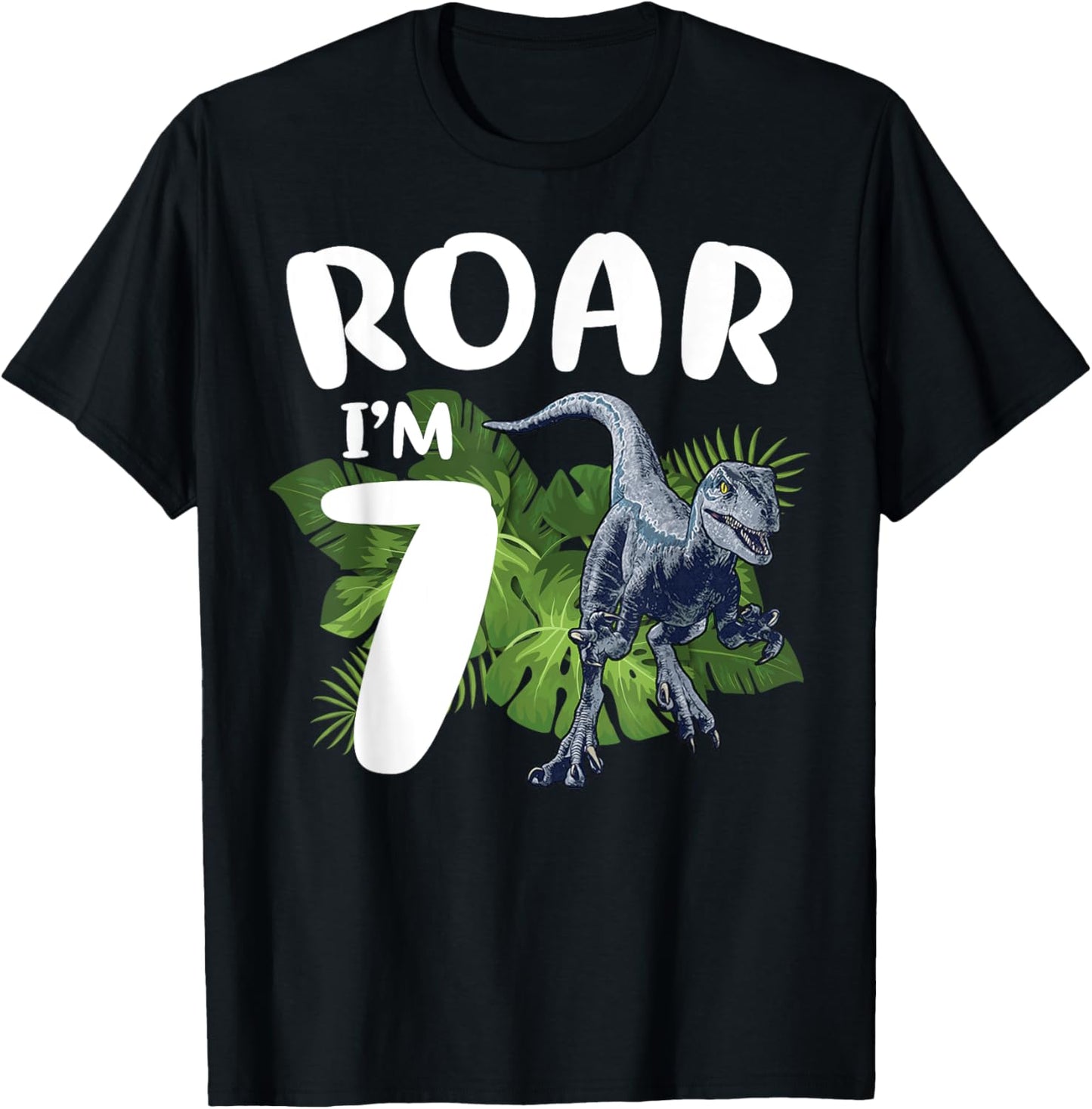 Roar Dinosaur I'm 7 Year Old Birthday Boy Back to School T-Shirt
