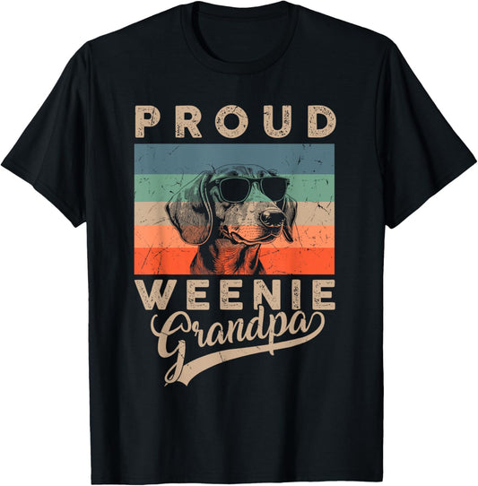 Vintage Proud Weenie Dog Grandpa Dachshund Dog Father's Day T-Shirt