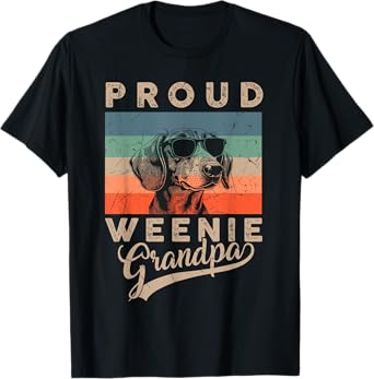 Vintage Proud Weenie Dog Grandpa Dachshund Dog Father's Day T-Shirt for Men Women Kids