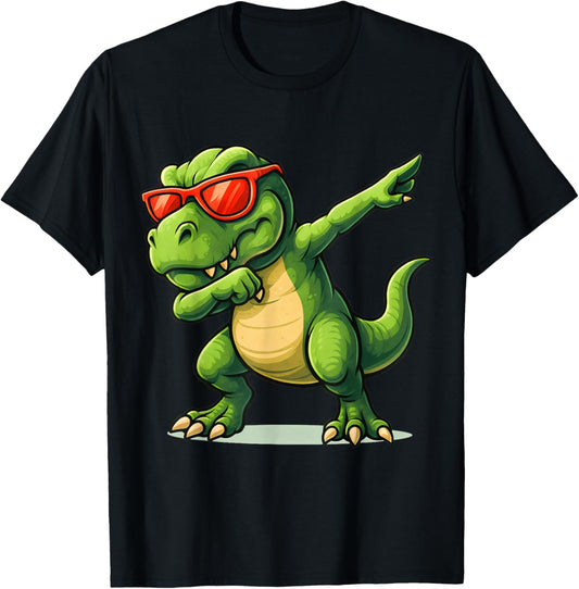 Dabbing Dinosaur with Sunglasses Animal Funny Dinosaur T-Shirt
