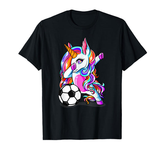 Dabbing Unicorn Football Funny Sport Soccer Lover Girl Gifts T-Shirt