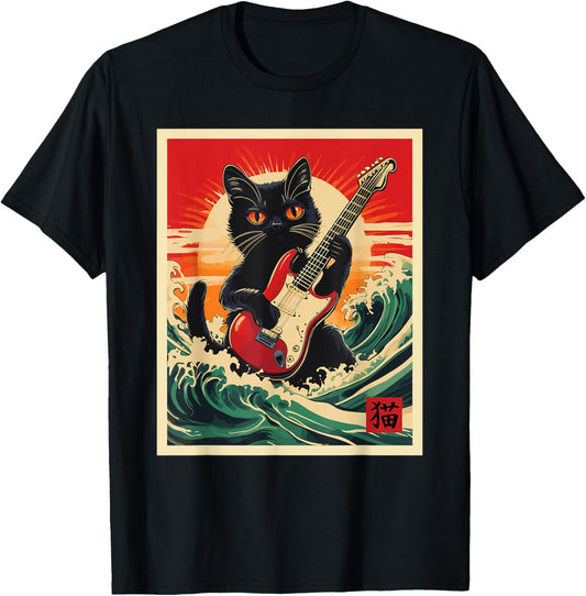 Funny Guitar and Cat T-Shirt
