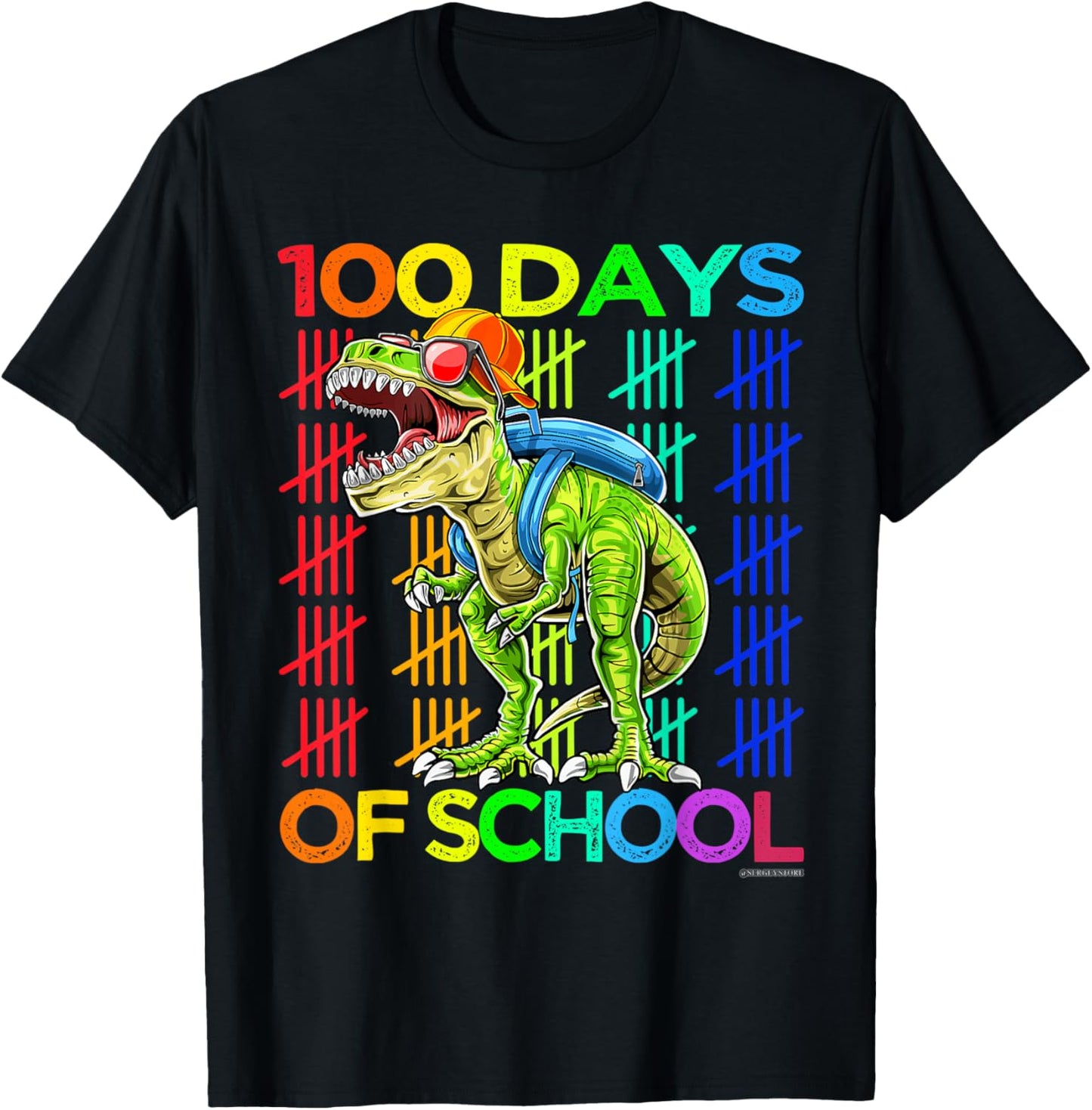 100th Day of School Boys Kids Happy 100 Days Dinosaur T-Rex T-Shirt