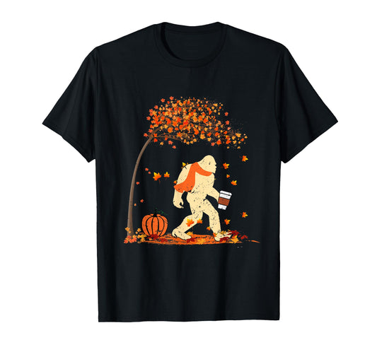 Ph Vintage Bigfoot Pumpkin Spice Costume Fall Tree Leaves T-Shirt
