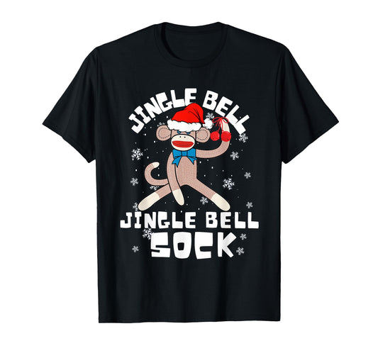Jingle Bell Jingle Bell Sock Funny Sock Monkey Christmas T-Shirt