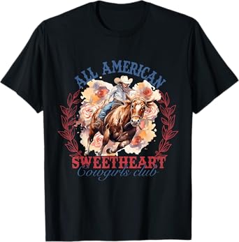 All Sweetheart American, Rodeo Cowgirl American Patriotic T-Shirt