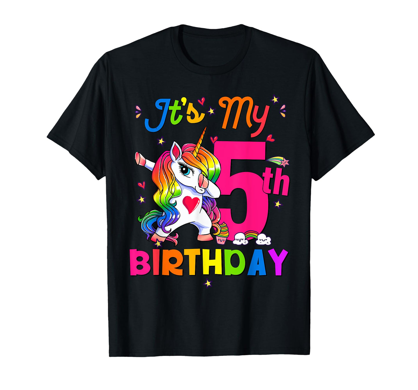 5 Years Old Unicorn It's My 5th Birthday Girl Party T-Shirt