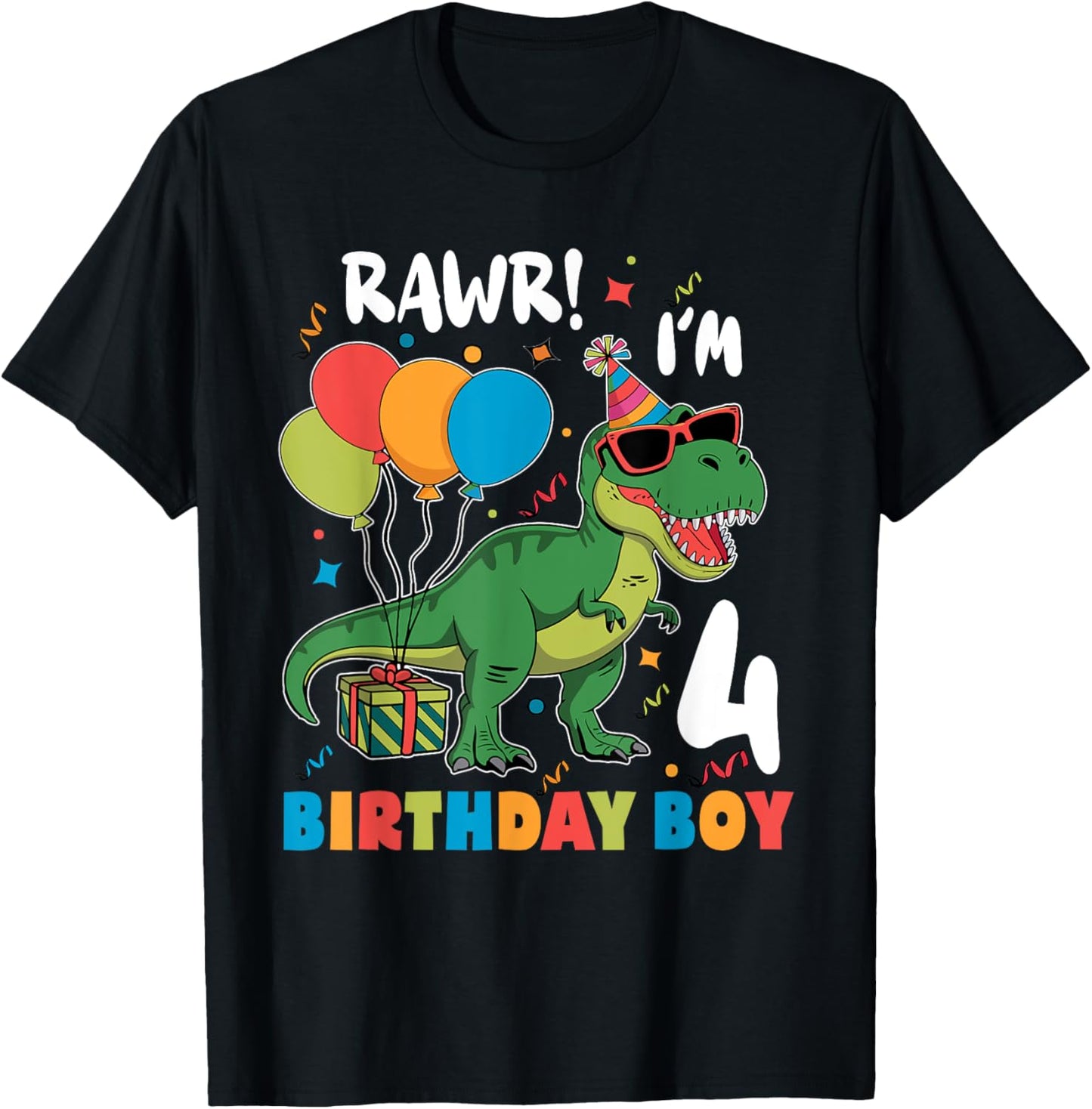 Rawr I'm 4 Birthday Boy Dinosaur Party for Boy T-Shirt