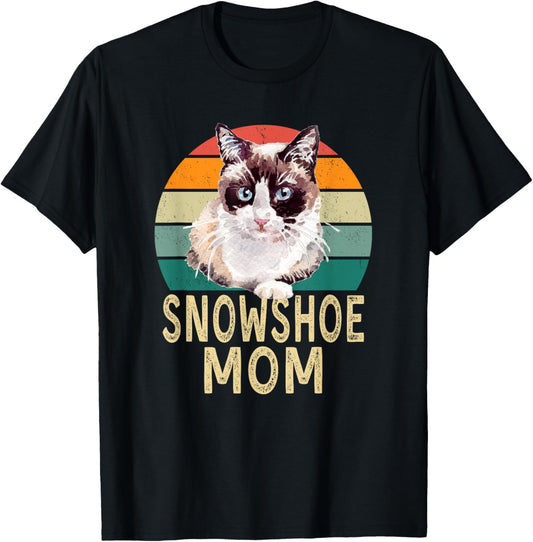 Snowshoe Cat Mom Retro Vintage Funny I Love My Cat T-Shirt