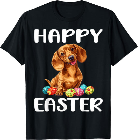 Dachshund Doxie Dog Breed Happy Easter Men Women Kids T-Shirt