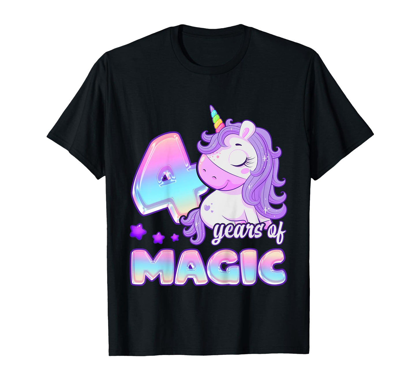 Birthday Girl 4 Year Old, Unicorn 4 Years of Magic Birthday T-Shirt