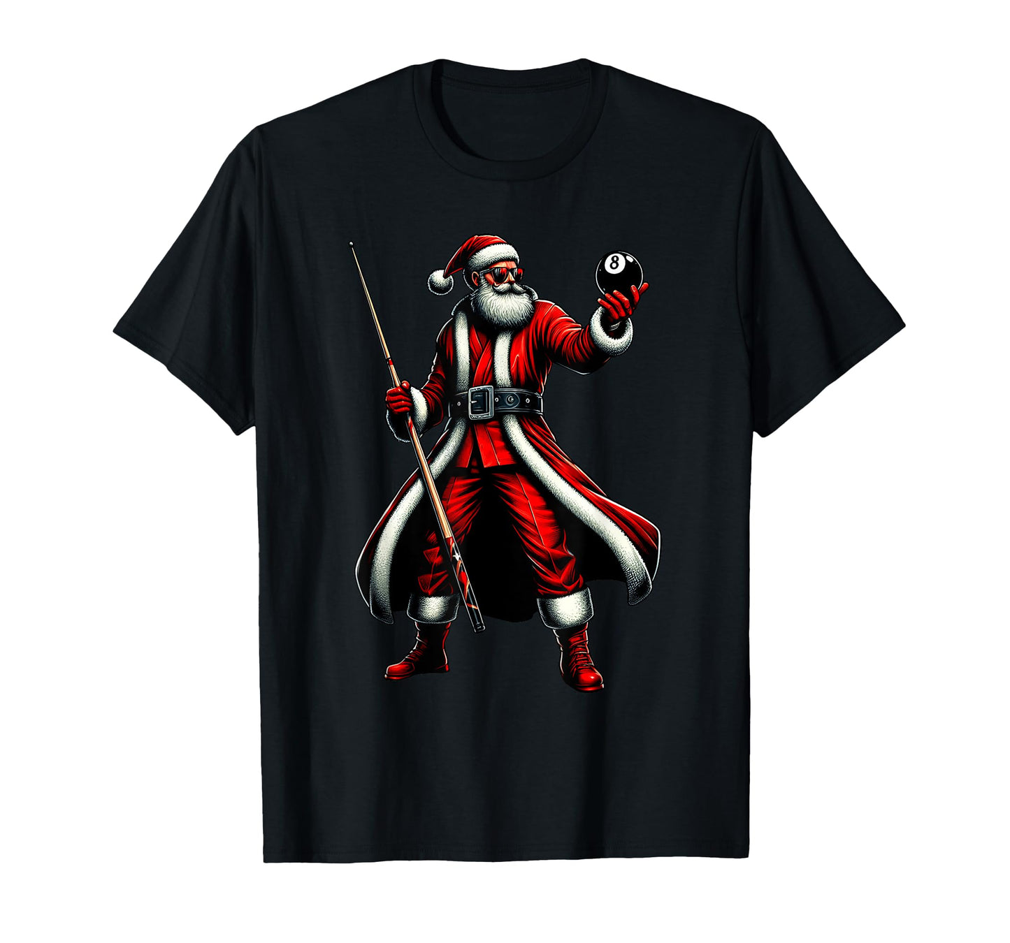 Santa Playing Billiards Men Boys Christmas Billiards Player T-Shirt