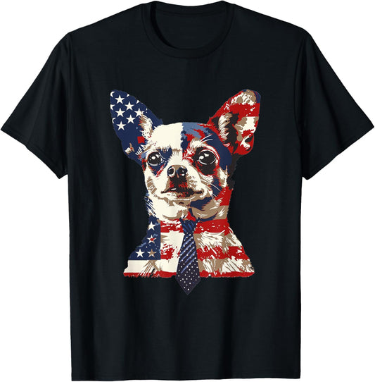 Chihuahua USA Patriotic American Flag 4th of July US T-Shirt