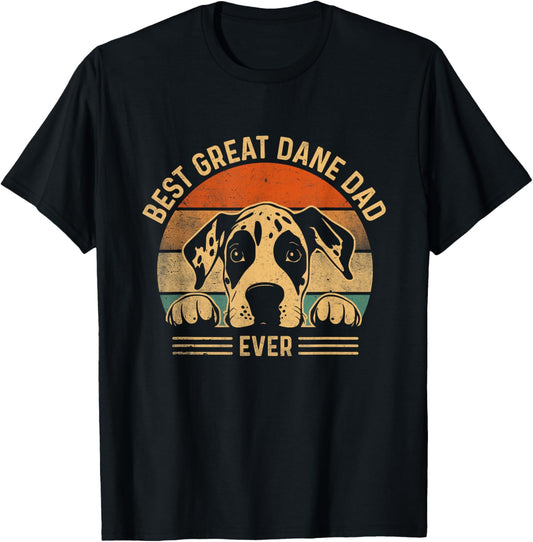 Best Great Dane Dad Ever Retro Fur Dad For Men Fathers Day T-Shirt