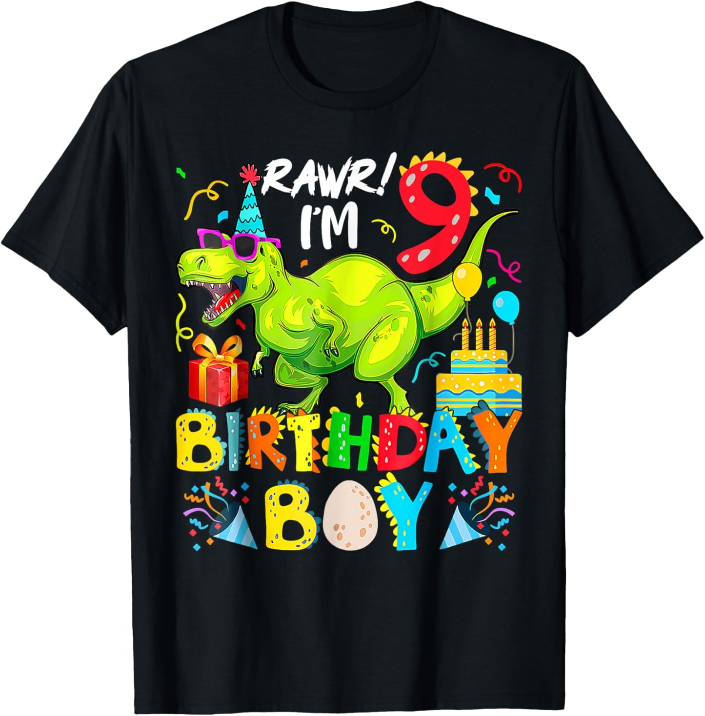 Rawr I'm 9Th Birthday Boy Dinosaur T-Rex 1 Years Old T-Shirt