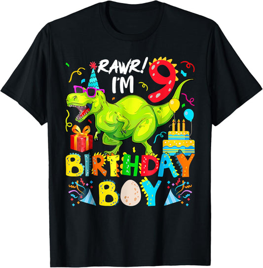 Rawr I'm 9Th Birthday Boy Dinosaur T-Rex 1 Years Old T-Shirt