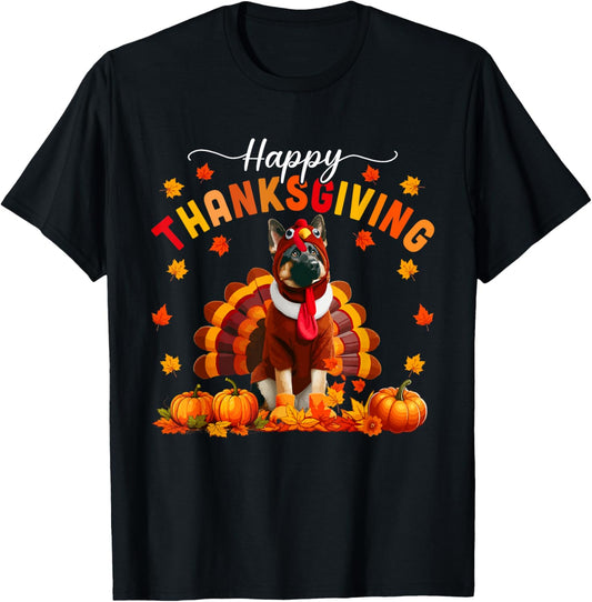 Happy Thanksgiving German Shepherd Cosplay Fall Turkey Owner T-Shirt