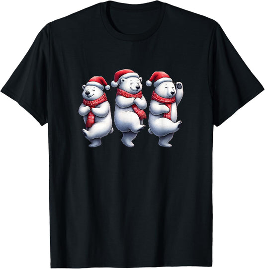Dancing Christmas Polar Bears - T-Shirt