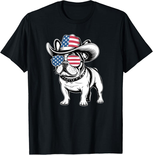 French Bulldog American Flag 4th of July Frenchie T-Shirt