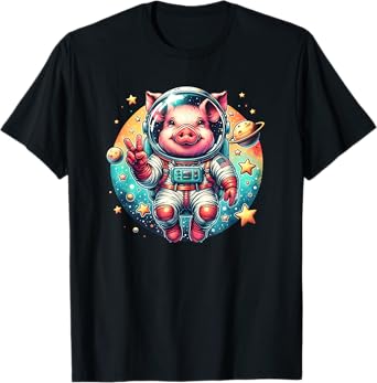 Funny Pig Astronaut in Space for Pig Lover T-Shirt