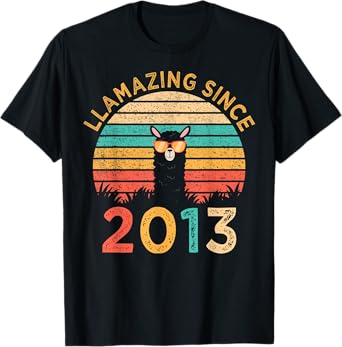 LLamazing Since 2013 Llama Wearing Sunglasses Funny Birthday T-Shirt