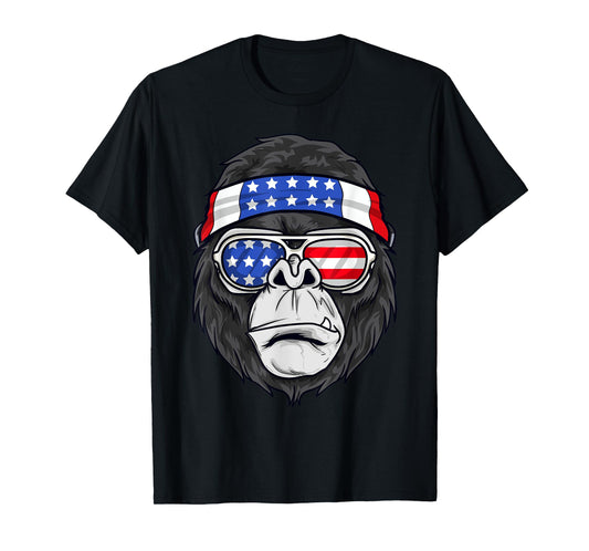 July 4th USA - Funny Patriotic Gorilla Women Kids Men T-Shirt