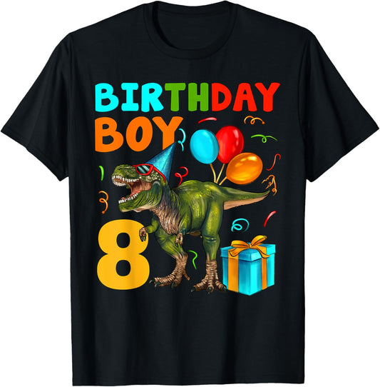 8 Years Old Birthday Boy It's My 8th Birthday Dinosaur Kids T-Shirt