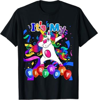 Kids Adult Its My Birthday Girl Dabbing Unicorn Party Outfit T-Shirt