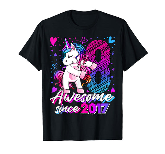 8 Year Old Unicorn Gifts For Girls 8th Birthday Girl Party T-Shirt