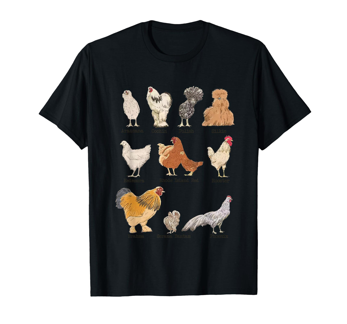 Vintage Chicken Breeds Farm Animals Day Support Local Farmer T-Shirt