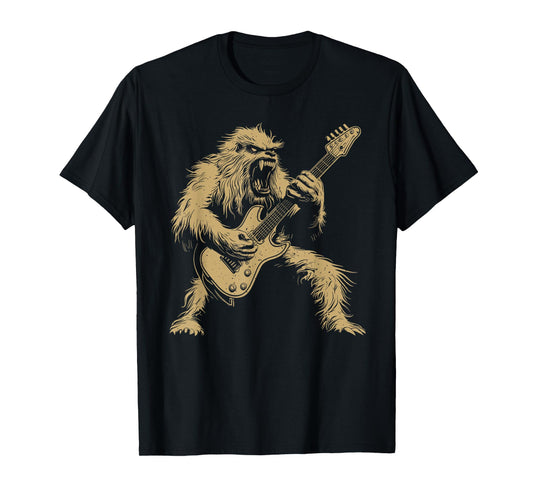 Funny Bigfoot Playing Guitar Star Rock & Roll Men Women Kids T-Shirt
