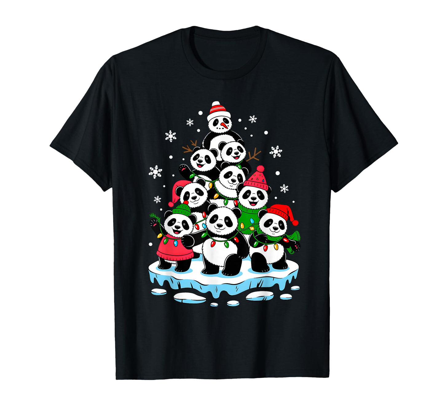 Panda Christmas Tree Panda Lover Xmas Squad Men Women Kids T-Shirt