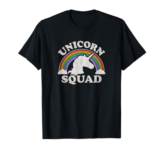 Rainbow Clouds Retro Vintage Style Unicorn Squad T-Shirt