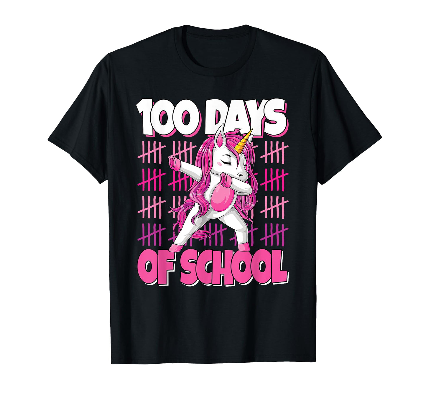 100 Days Of School Dabbing Unicorn 100th Day Of School Girls T-Shirt
