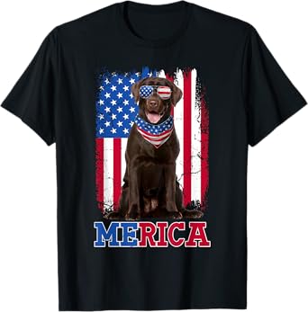 Patriotic Labrador 4th of July USA Patriotic Chocolate Lab T-Shirt