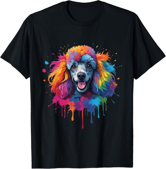 Rainbow Colorful Poodle Dog Shirt Watercolor Paint Dog Lover T-Shirt