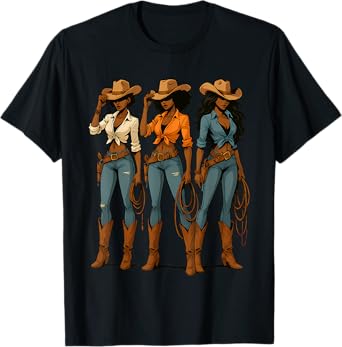 African Black History Texas Black Cowgirl Rodeo Melanin T-Shirt