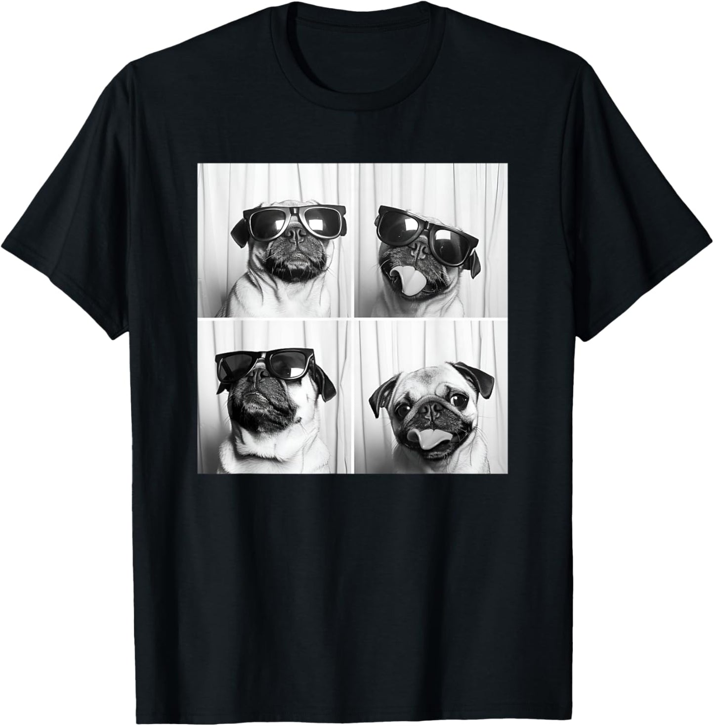 Cute Pug Face Pet Photobooth Cool Pug With Sunglasses T-Shirt
