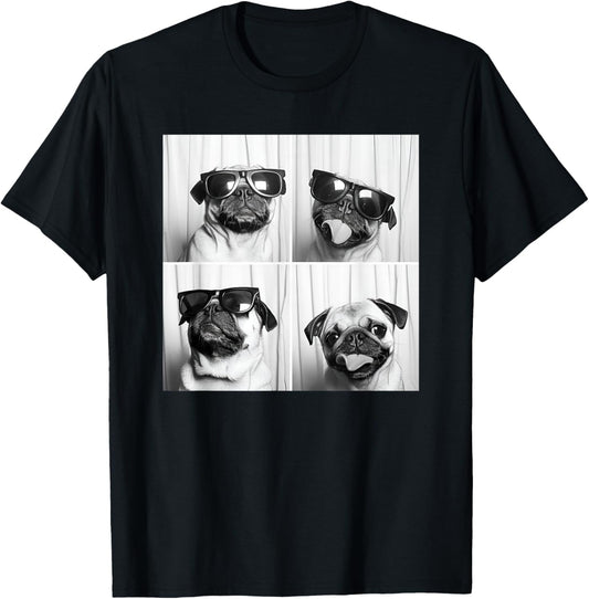 Cute Pug Face Pet Photobooth Cool Pug With Sunglasses T-Shirt